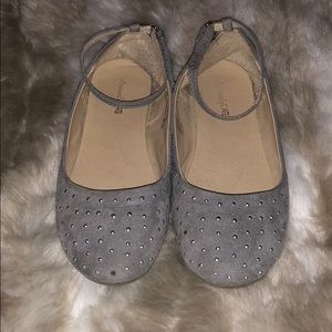 Girls Grey Sparkle Flats